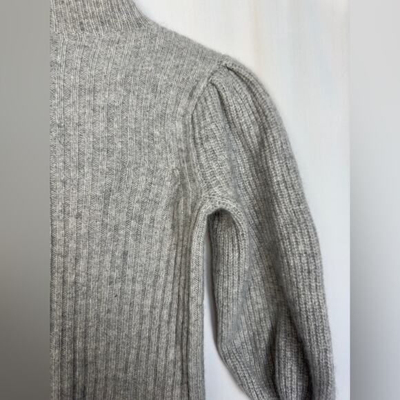 AQUA Balloon Sleeve Grey 100% Cashmere Sweater Size Small - Picture 4 of 8